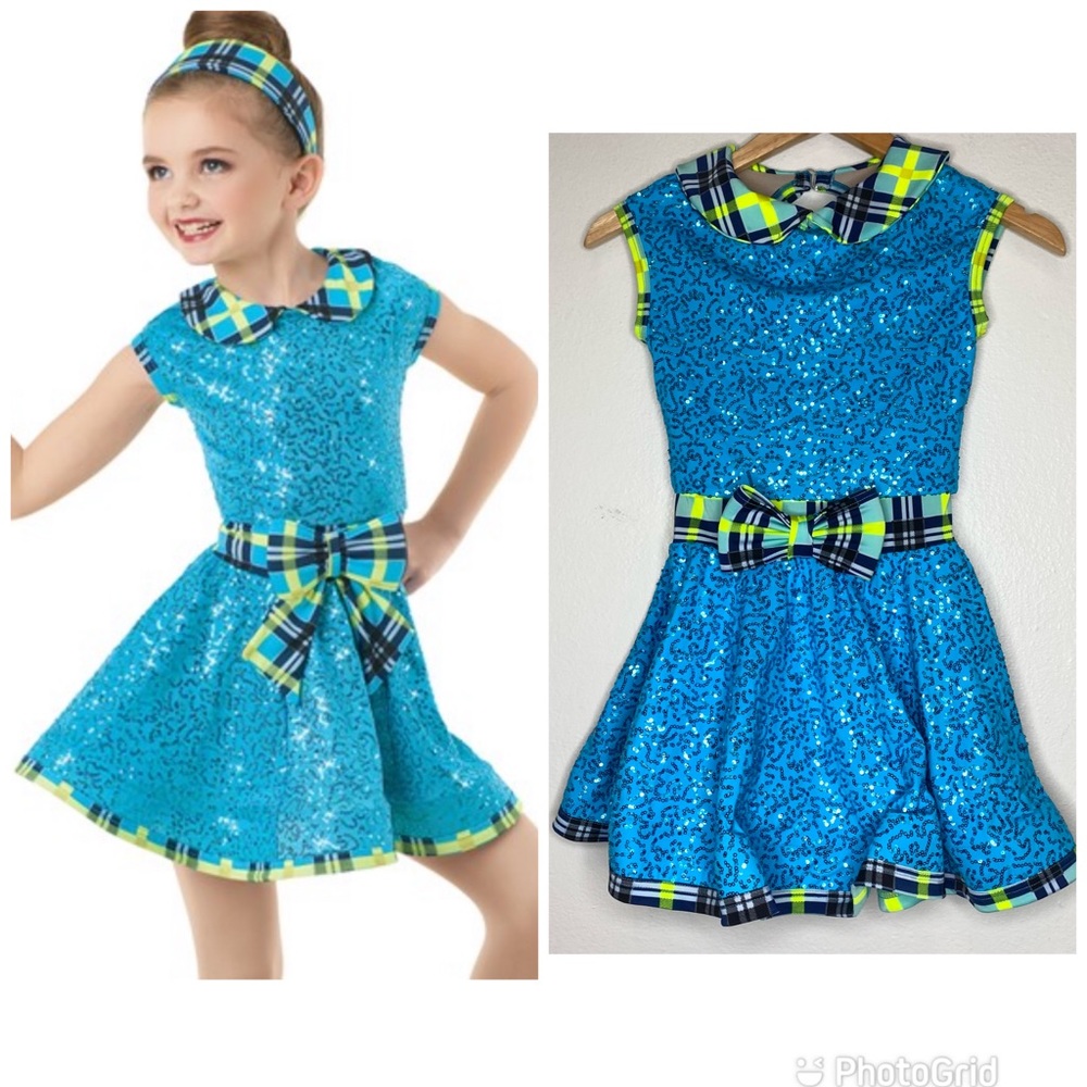 Weissman Doin’ The Do Peter Pan Collar Blue Sequin Spandex Dance Dress